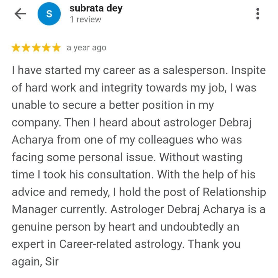 Client Feedback of Best Astrologer Debraj Acharya